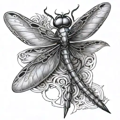 armoured dragonfly tattoo design idea