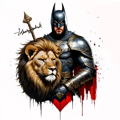 dark knight templar with a lion and spartacus tattoo design idea