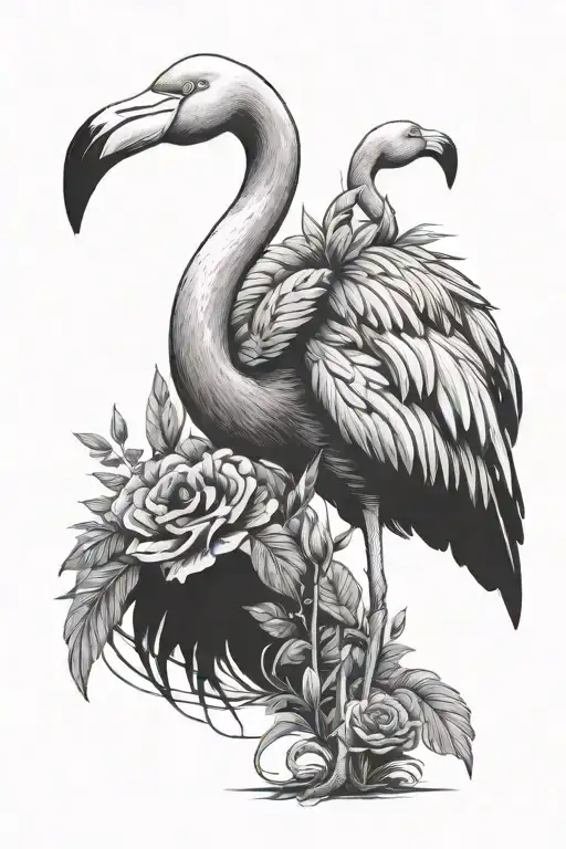 flamingo giving up tattoo design idea