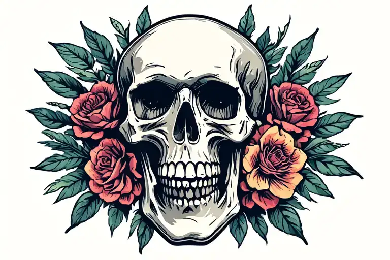 Depression Skull tattoo design idea