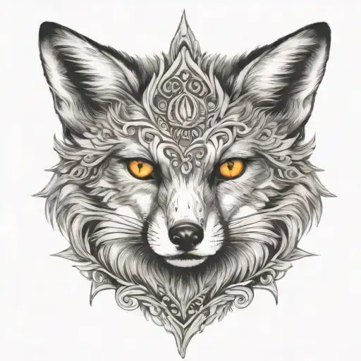 fox with gold eyes  tattoo design idea