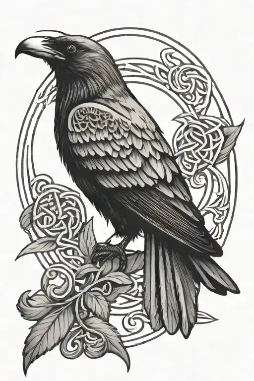 black raven celtic knot design tattoo design idea