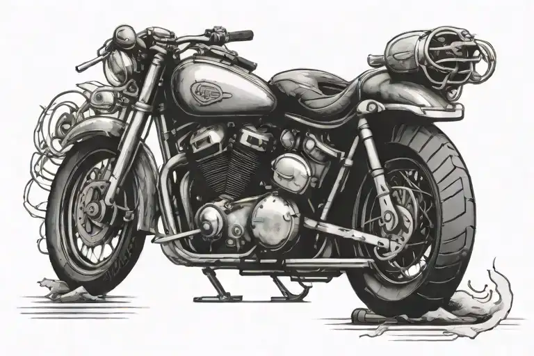 motorbike for dad heart tattoo design idea