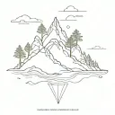 Incorporate engineering tools and symbols into the design of the Corsican island shape with sea, mountain, and forest elements tattoo design idea