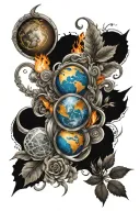 Fire earth and air elements intertwined tattoo design idea