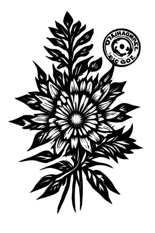 "Oklahoma Disc Golf" arrowhead wild flowers tattoo design idea