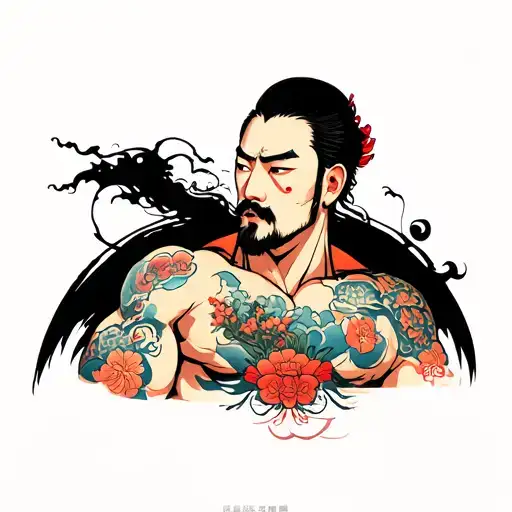 eastern male biceps tattoo design idea