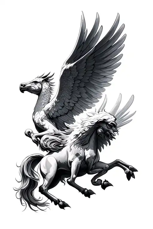 pegasus and griffin tattoo design idea