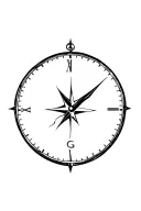 broken sword, clock with compass tattoo design idea