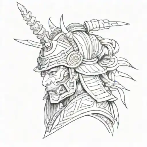 samurai head tattoo design idea