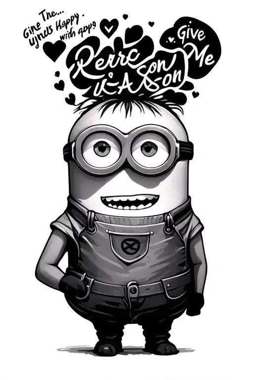 The sentence give yourself a reason... With a minion happy tattoo design idea