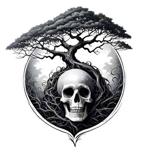 life and death using tree tattoo design idea