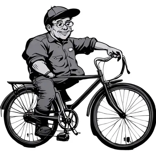 bicycle guy, retro cartoon character tattoo design idea