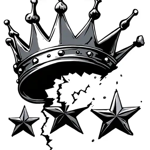 a broken crown with 3 stars underneath it tattoo design idea