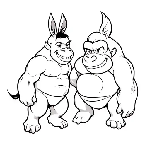 Shrek and Donkey Kong tattoo design idea
