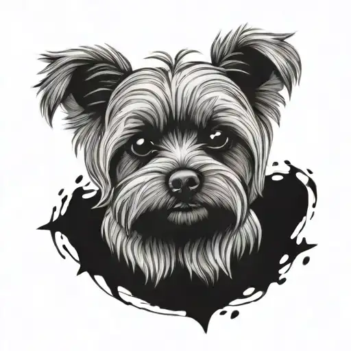 Yorkie with teddy bear tattoo design idea