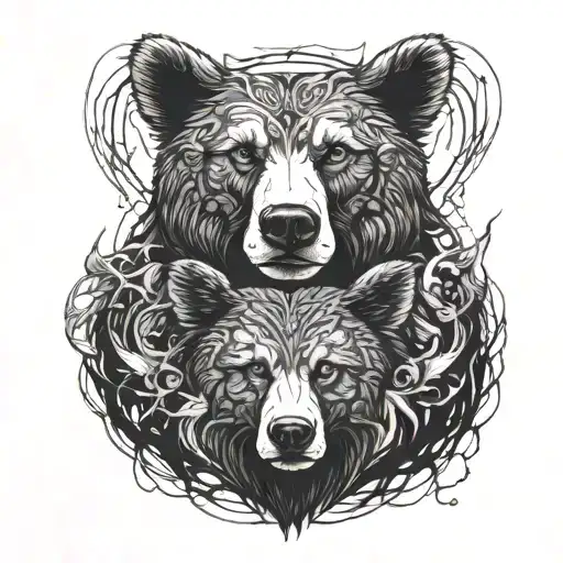 tattoo of two brothers with bear spirits tattoo design idea