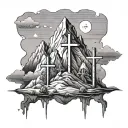 Mountain With 3 Crosses tattoo design idea