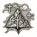 Mountain With 3 Crosses tattoo design idea