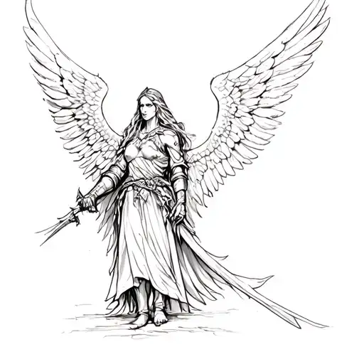 Warrior Angel tattoo design idea