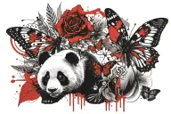panda butterfly red cardinal cala lily tattoo design idea