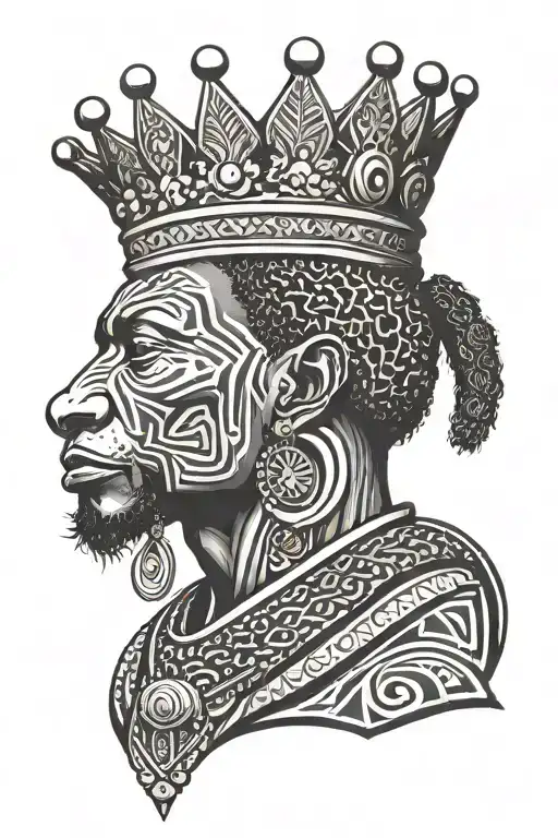 Simple African king tattoo design idea