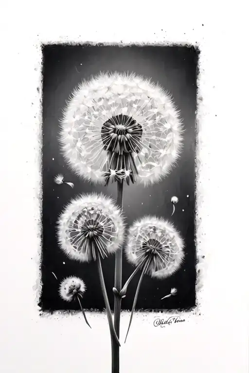 dandelion blowing tattoo design idea