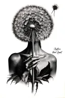 dandelion blowing tattoo design idea
