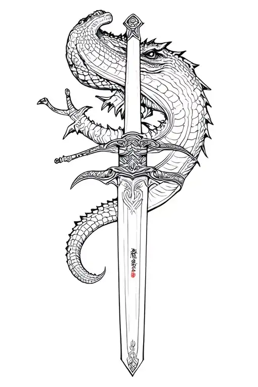 alligator samurai sword tattoo design idea