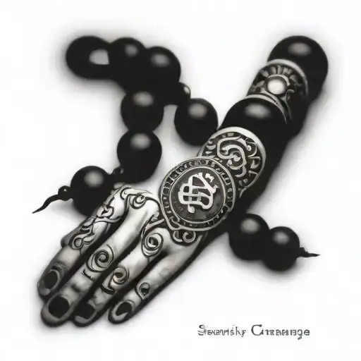 serenity prayer beads in hand tattoo design idea