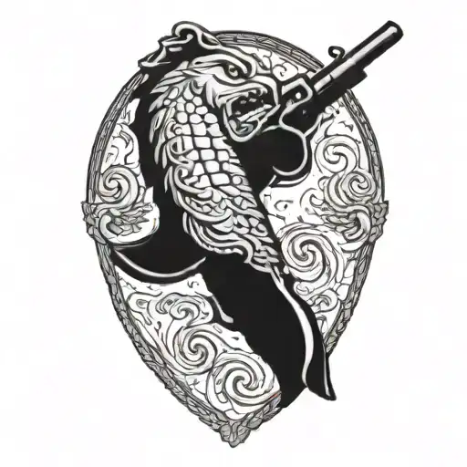 gadsden flag flintlock pistols tattoo design idea
