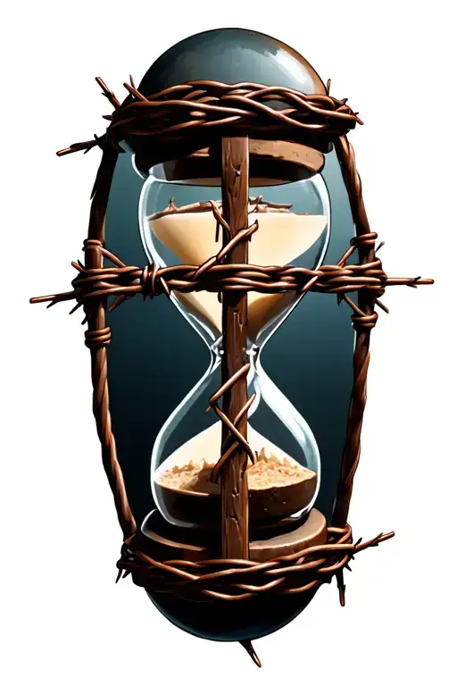 Nordic cross wrapped in barbed wire with an hourglass tattoo design idea