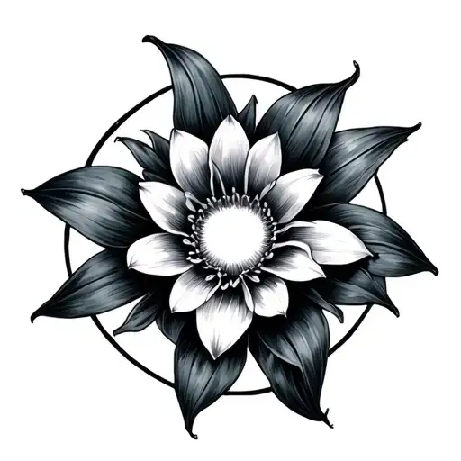 spider lilly flower enso circle tattoo design idea