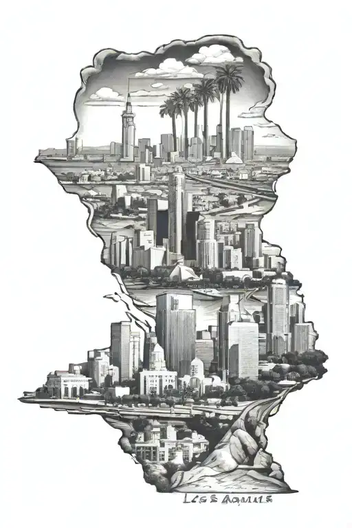 Los Angeles skyline tattoo design idea