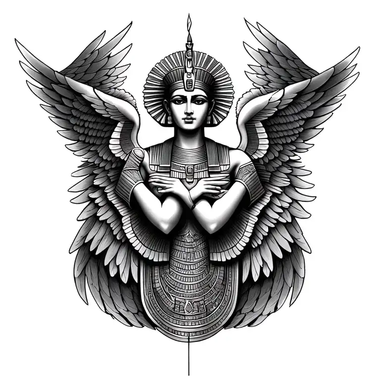 wings egyptian god of love and family, eternal connection in spirit tattoo design idea
