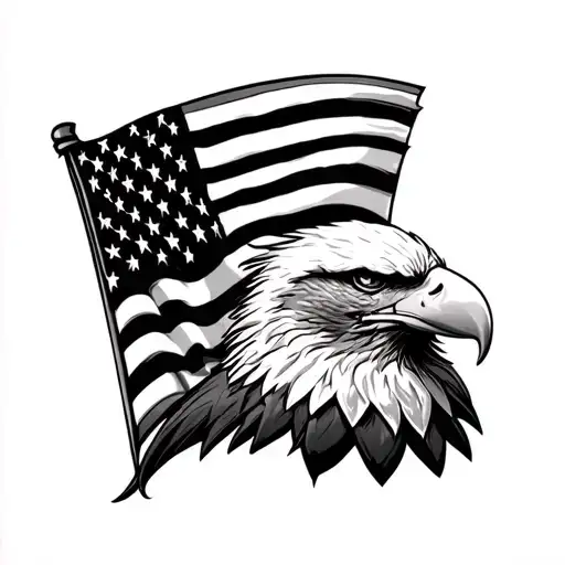 American flag, we the people, eagle head tattoo design idea