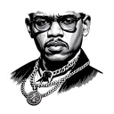 Malcolm x wearing a chain with a pendant hanging tattoo design idea