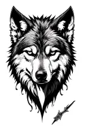 cross wolf face tattoo design idea