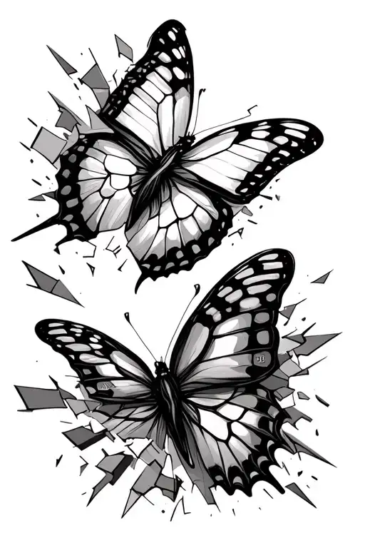 The butterfly is in mid-flight, leaving behind a trail of broken clock pieces Faint lyrics or quotes from shinedown song tattoo design idea