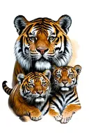 Tiger And 3 Cubs Tattoo tattoo design idea