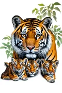 Tiger And 3 Cubs Tattoo tattoo design idea