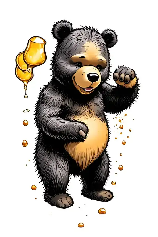 pooh bear with honey tattoo design idea
