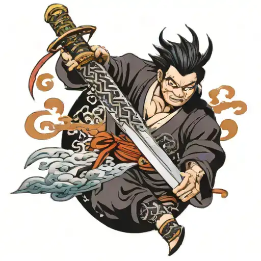 demon slayer giyu tomioka sword hilt tattoo design idea