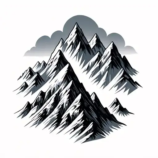 3 mountain peaks with the height next to each peak tattoo design idea