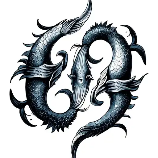 taurus and pisces zodiac symbols in one  tattoo design idea