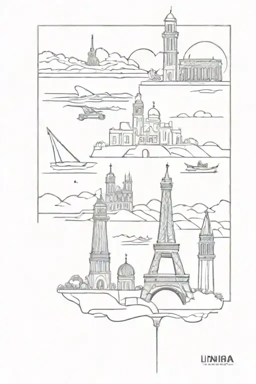 western and Italian landmarks like tattoo design idea