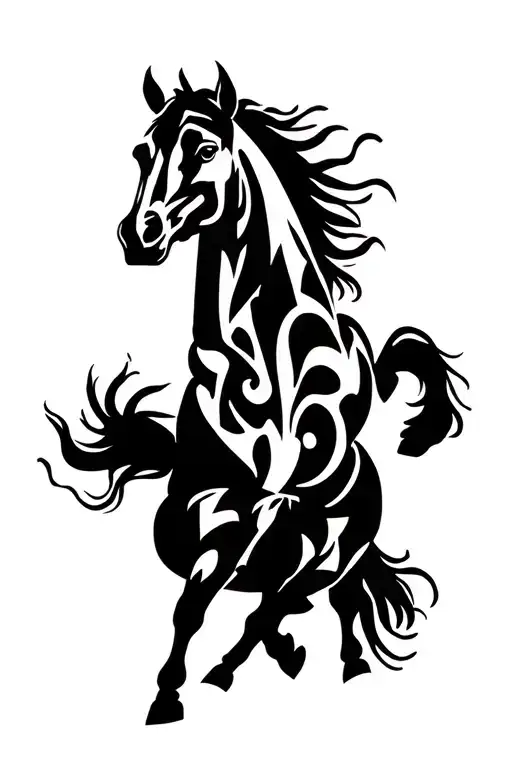 Horse bucking bronco tattoo design idea