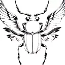 beetle with open wings spread wide with woman faces on the base of its wings  tattoo design idea