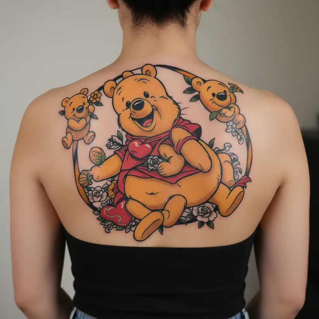 Winnie-the-Pooh, heart tattoo design idea