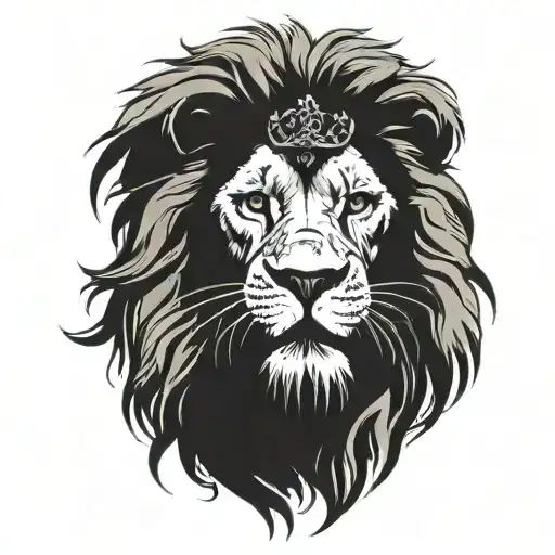 Silhouette of Lion of Judah Rasta Lion with Orthodox Coptic Cross in background tattoo design idea